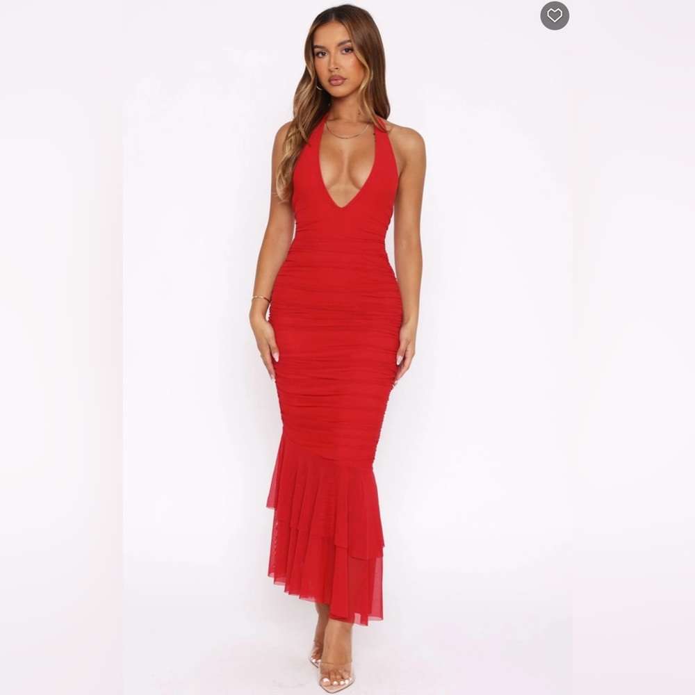 NWT WhiteFox Electric Halter Red Midi Dress
